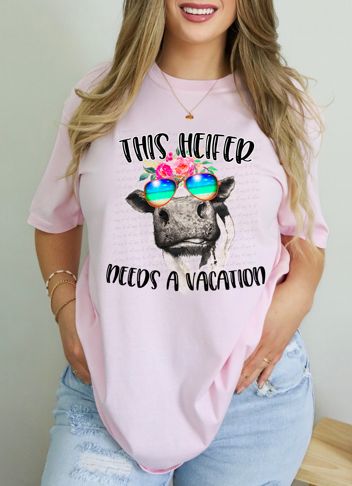 This Heifer Needs A Vacation Floral Sunglasses 114976 DTF Transfer