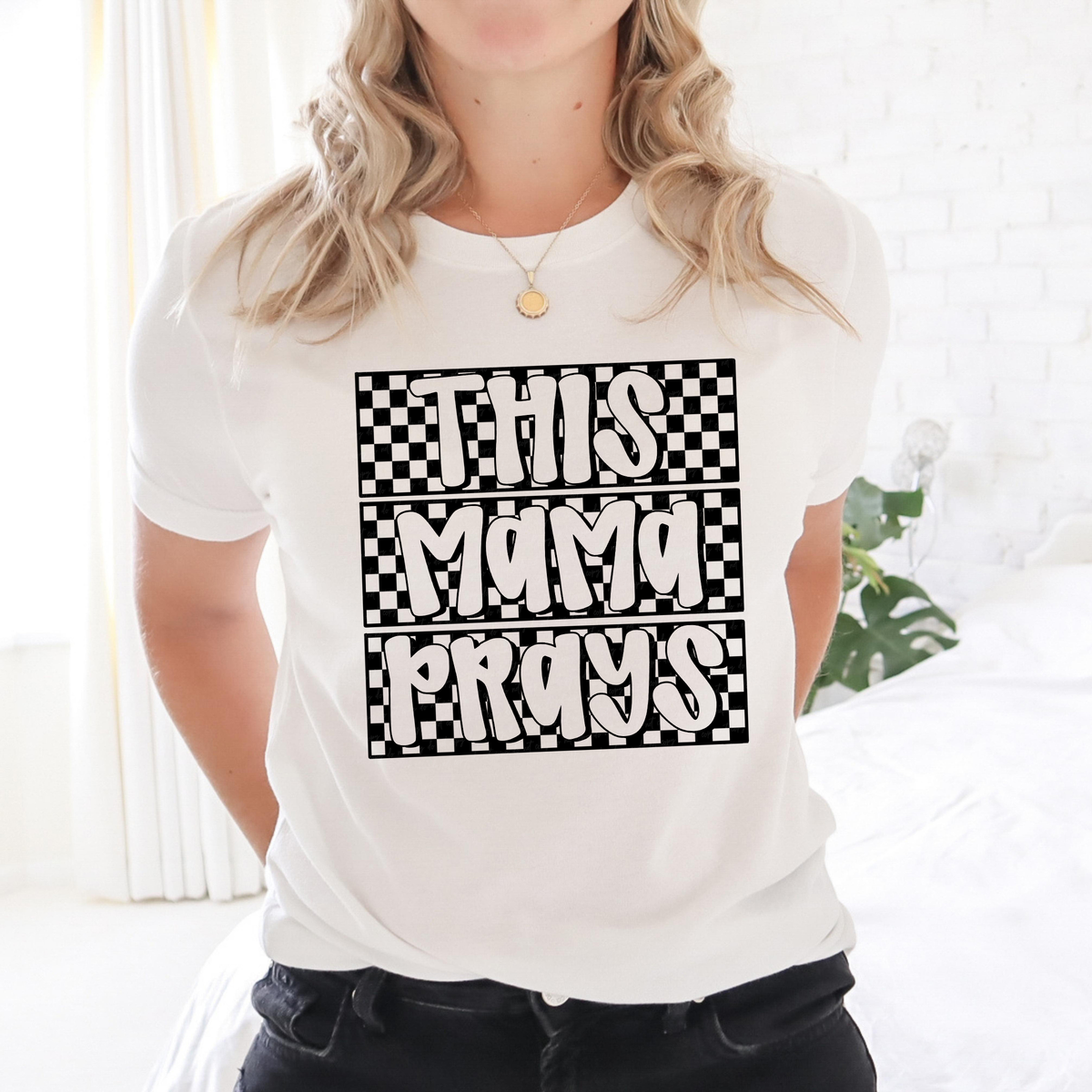 This Mama Prays Checkered 117749 DTF transfer