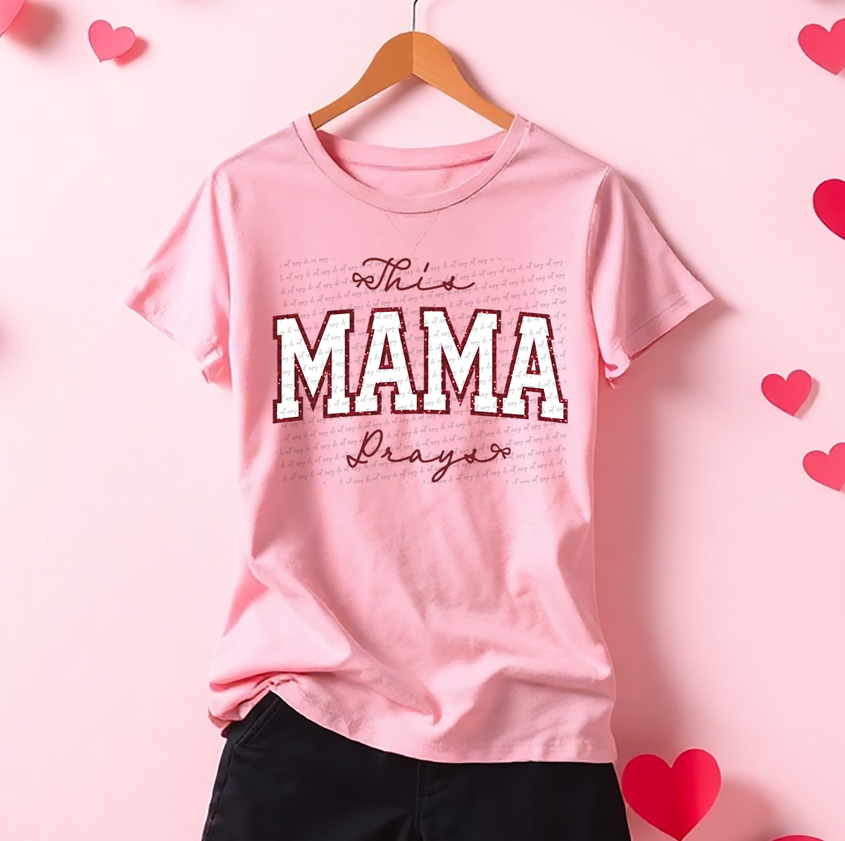 This Mama Prays Maroon White 76805 DTF Transfer