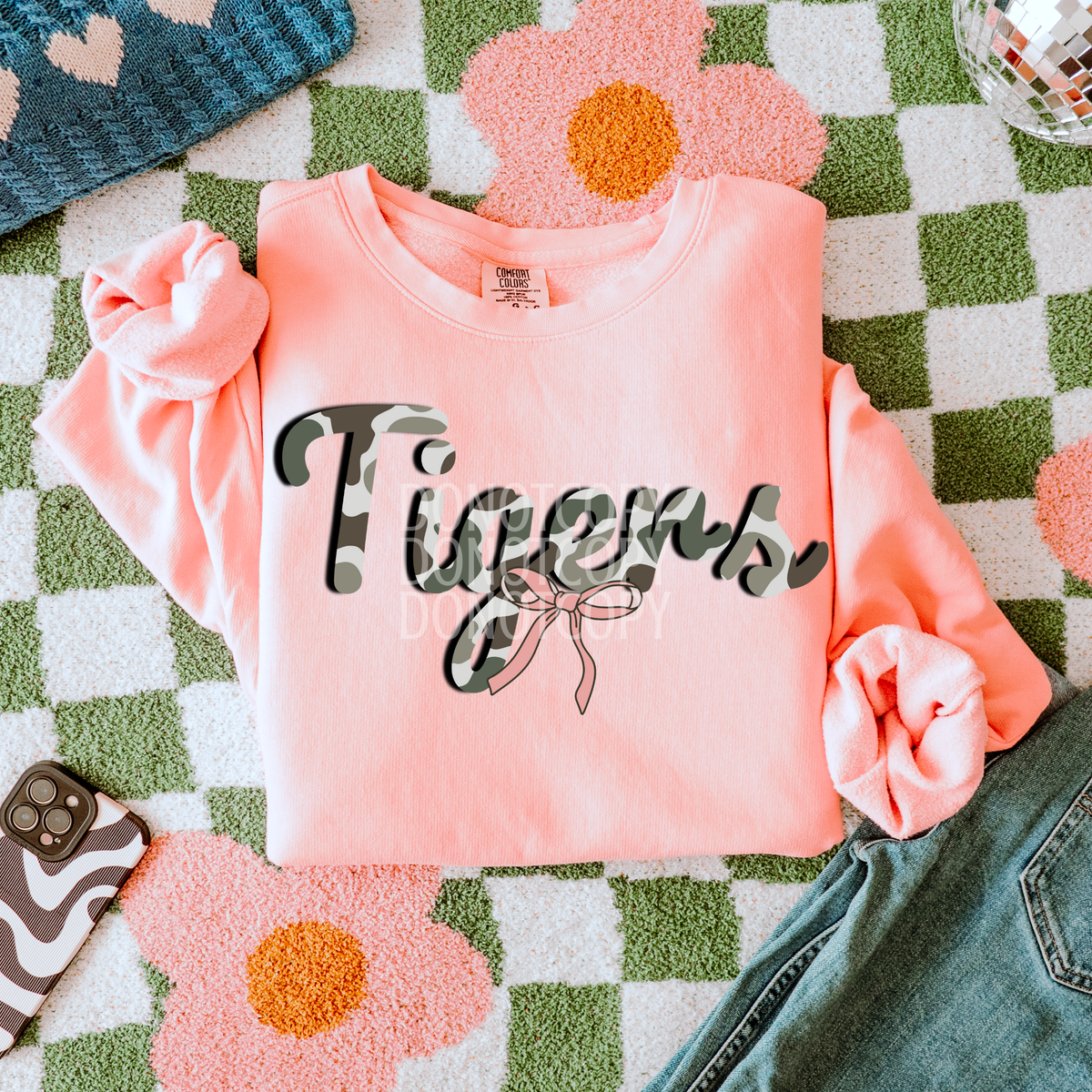 tigers camo with pink bow (CSG) DTF Transfer