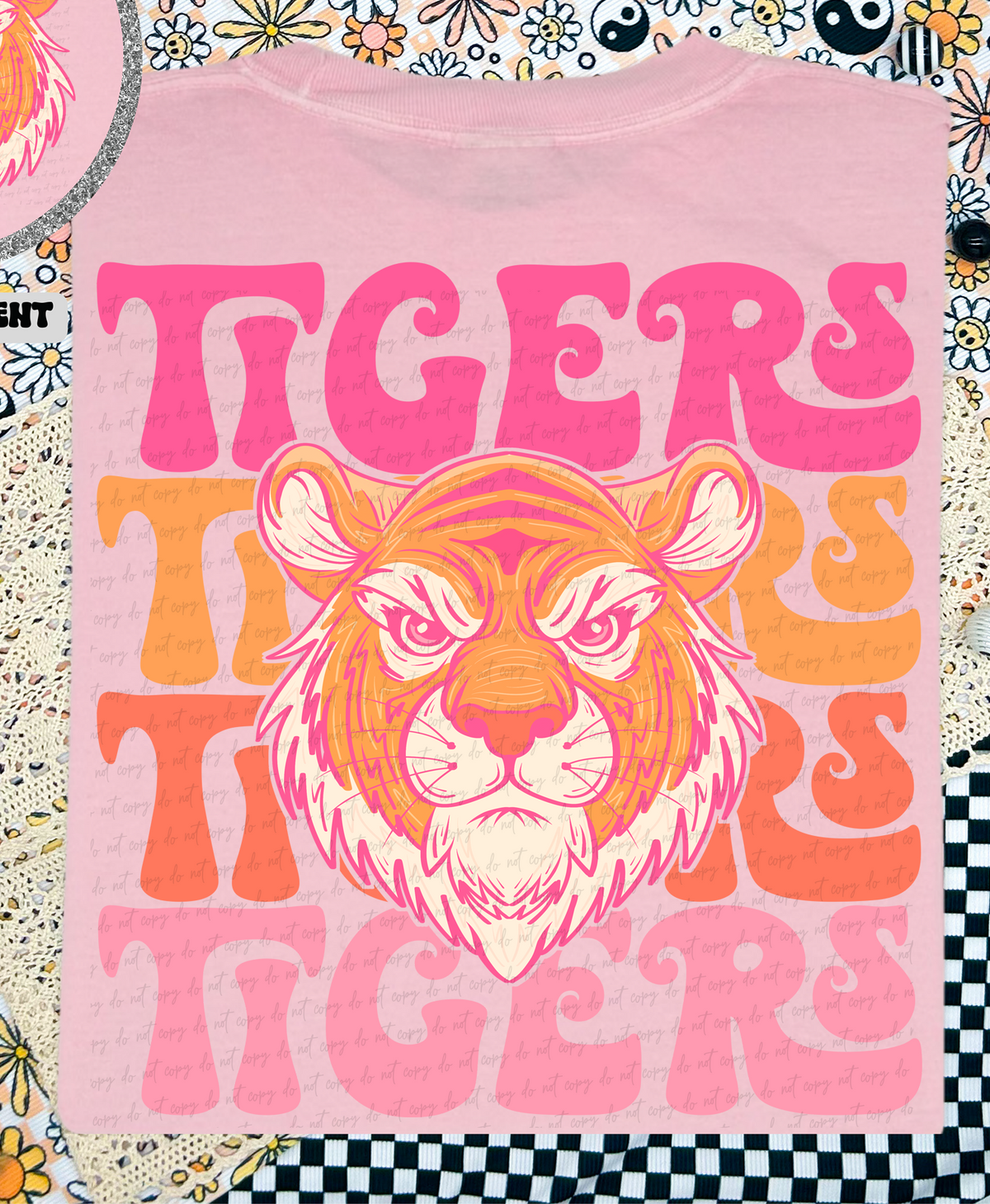 Tigers Stacked School Mascot (Back Print) 89076 DTF Transfer