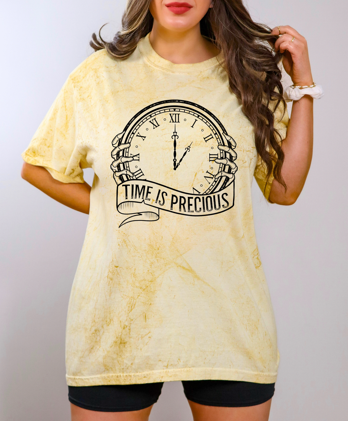 Time Is Precious Clock Skellie Hand Black 115740 DTF Transfer