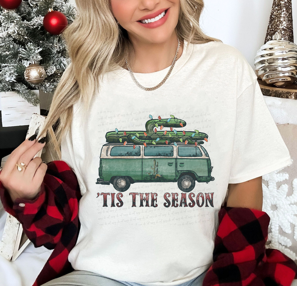 Tis The Season Van With Cactus On Top Distressed 115741 DTF Transfer