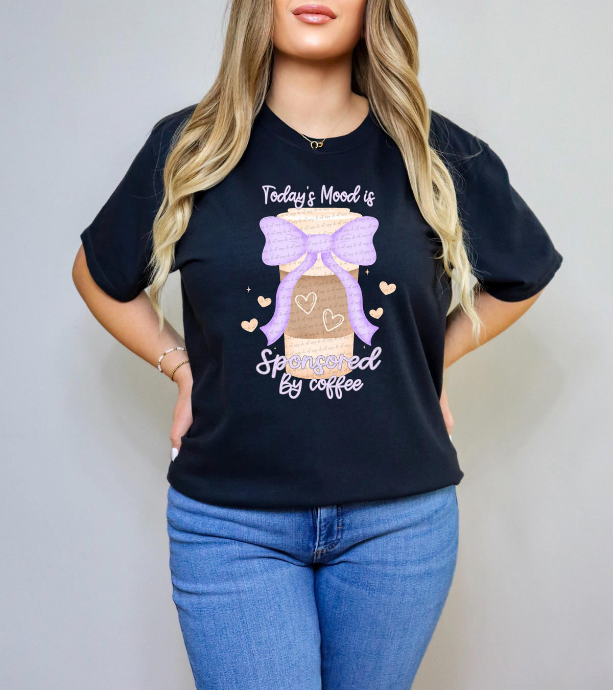 Today's Mood Is Sponsored By Coffee Purple Bow 86464 DTF Transfer