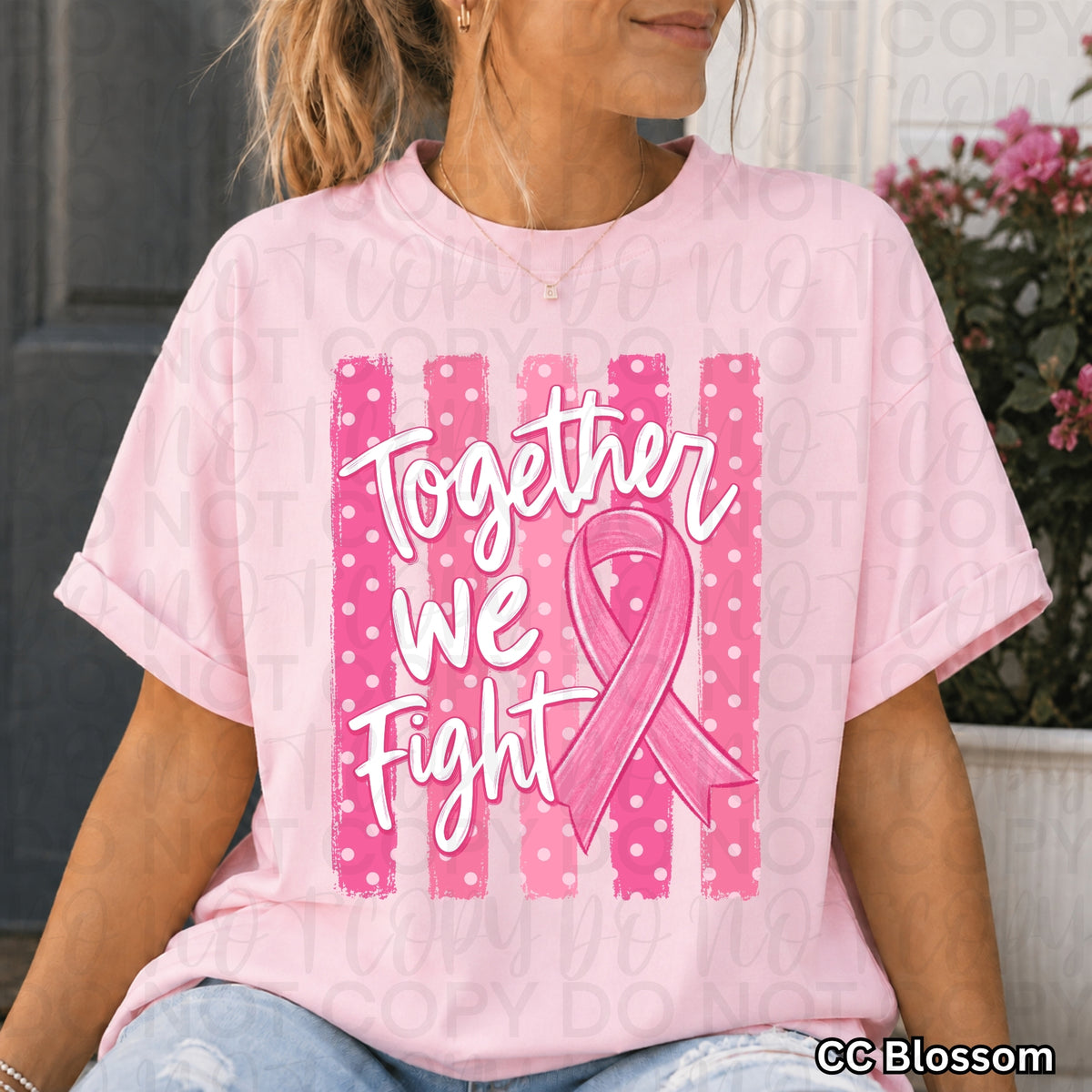 Together we fight-striped background and ribbon (UAC) DTF Transfer