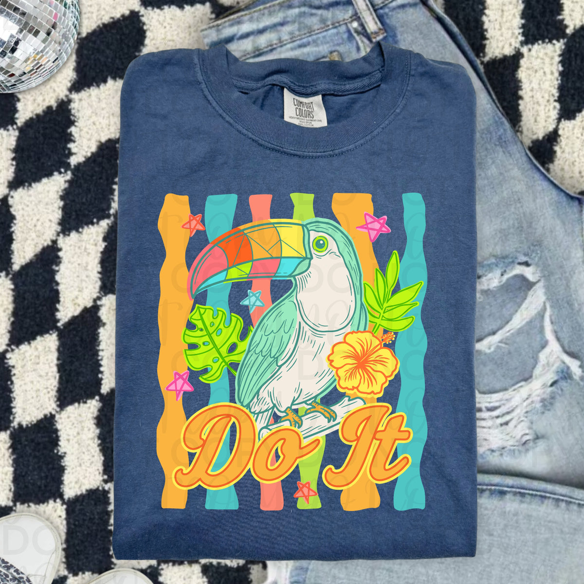 Toucan do it (w colorful stripes) (UAC) DTF Transfer