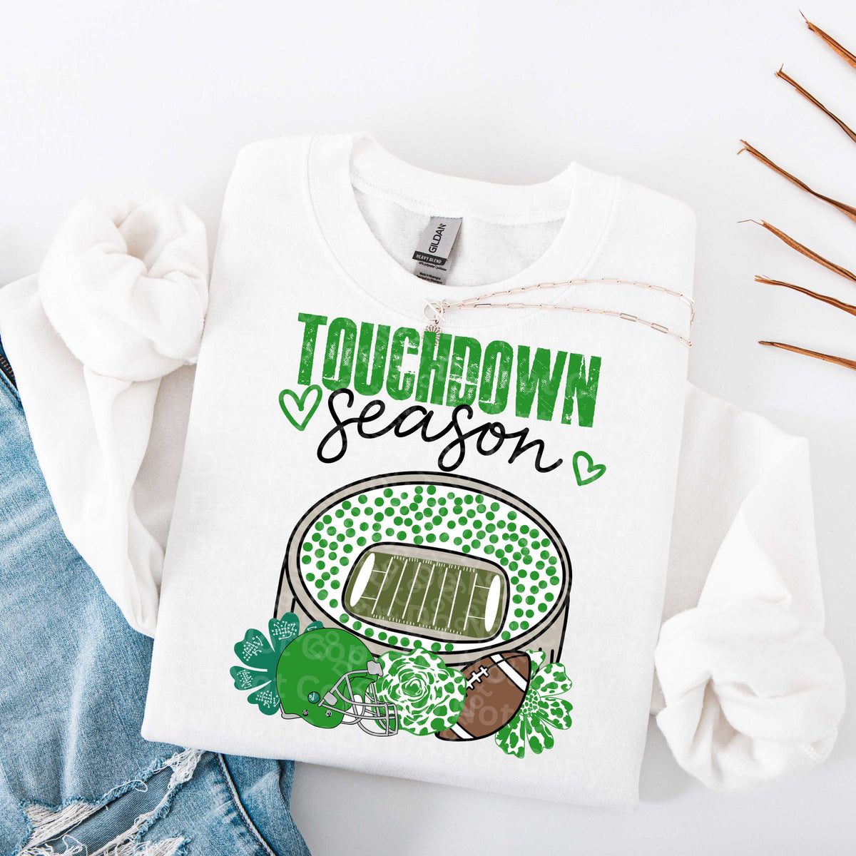 Touchdown season stadium green font (Irene) DTF Transfer
