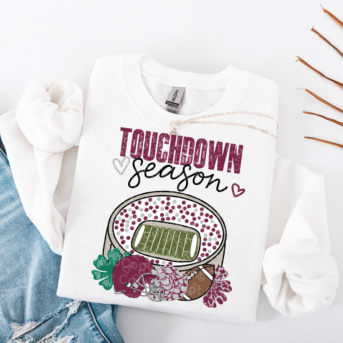 Touchdown season stadium maroon font (Irene) DTF Transfer