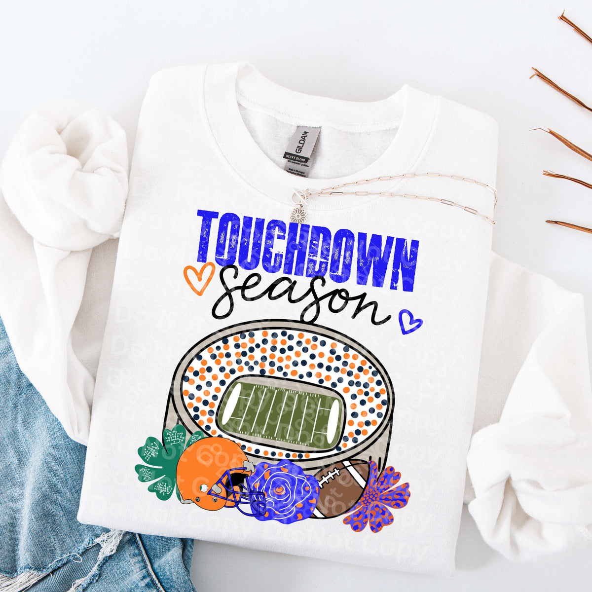 Touchdown season stadium blue font (Irene) DTF Transfer