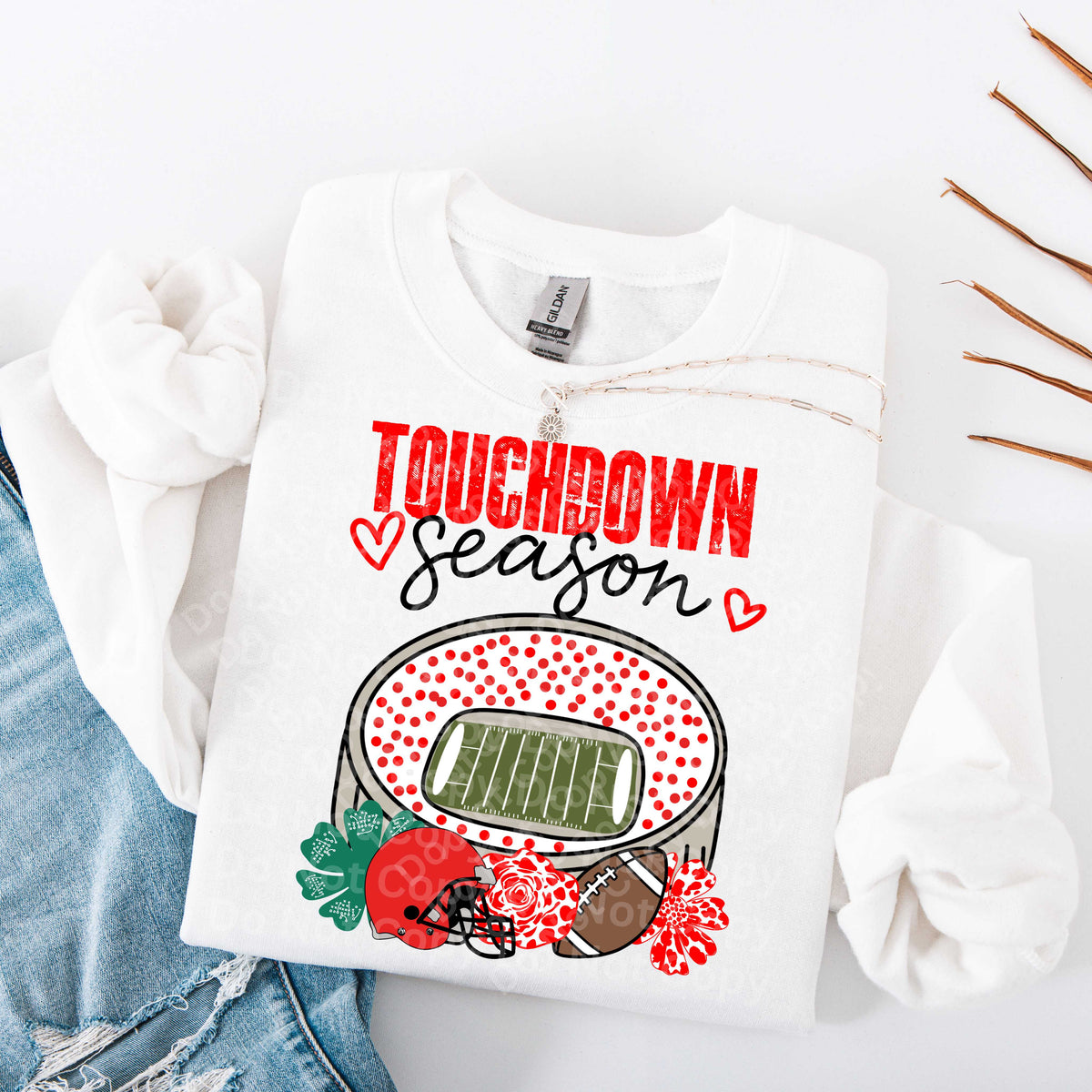 Touchdown season stadium red font (Irene) DTF Transfer