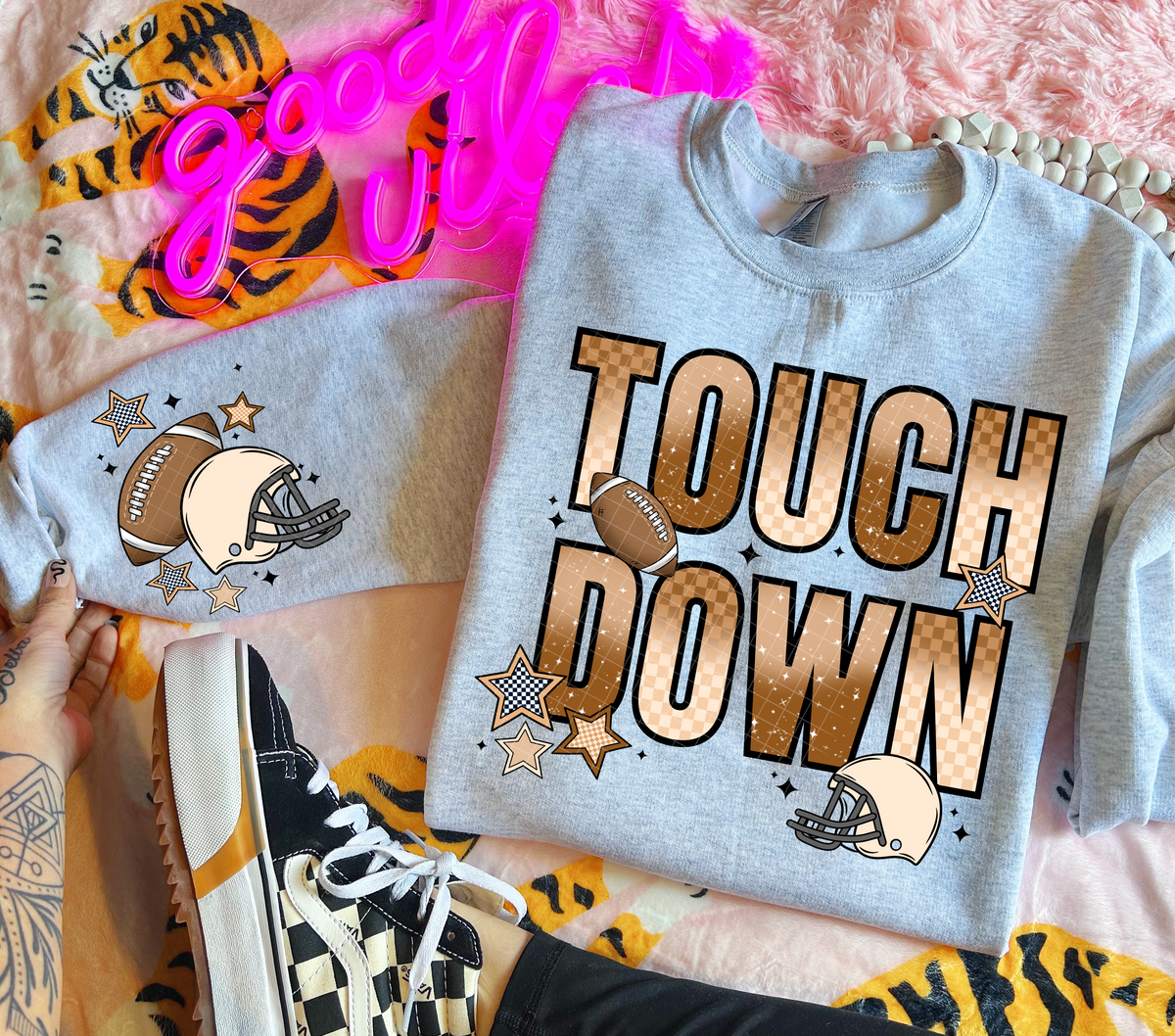 Touchdown tan font FRONT (Linda) 109707 DTF transfer