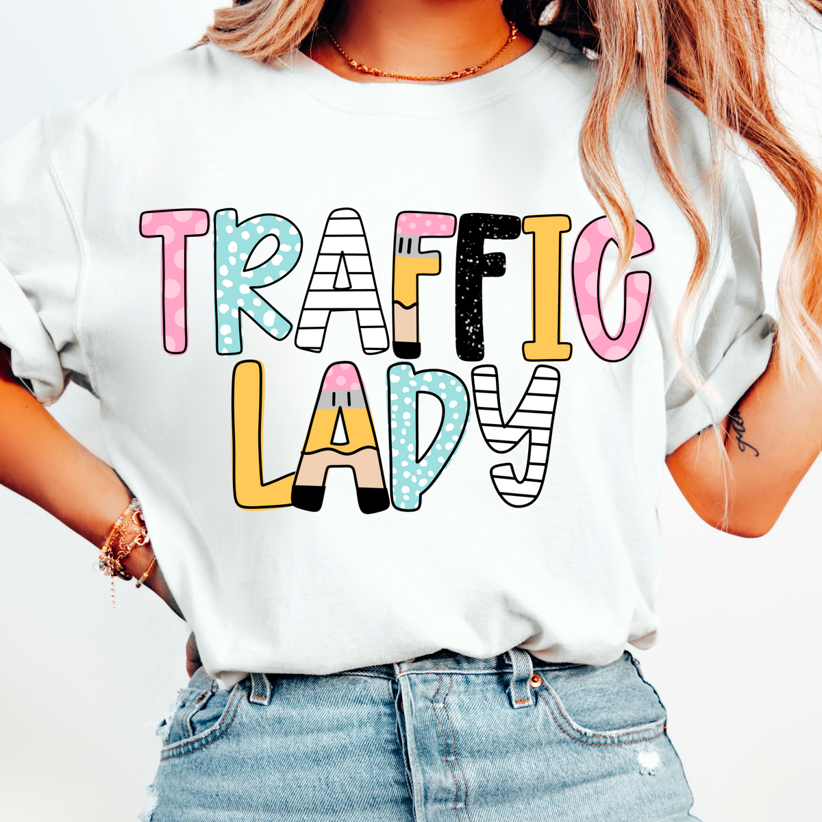 Traffic Lady Pencil/Paper Font (CMD) 100575 DTF transfer