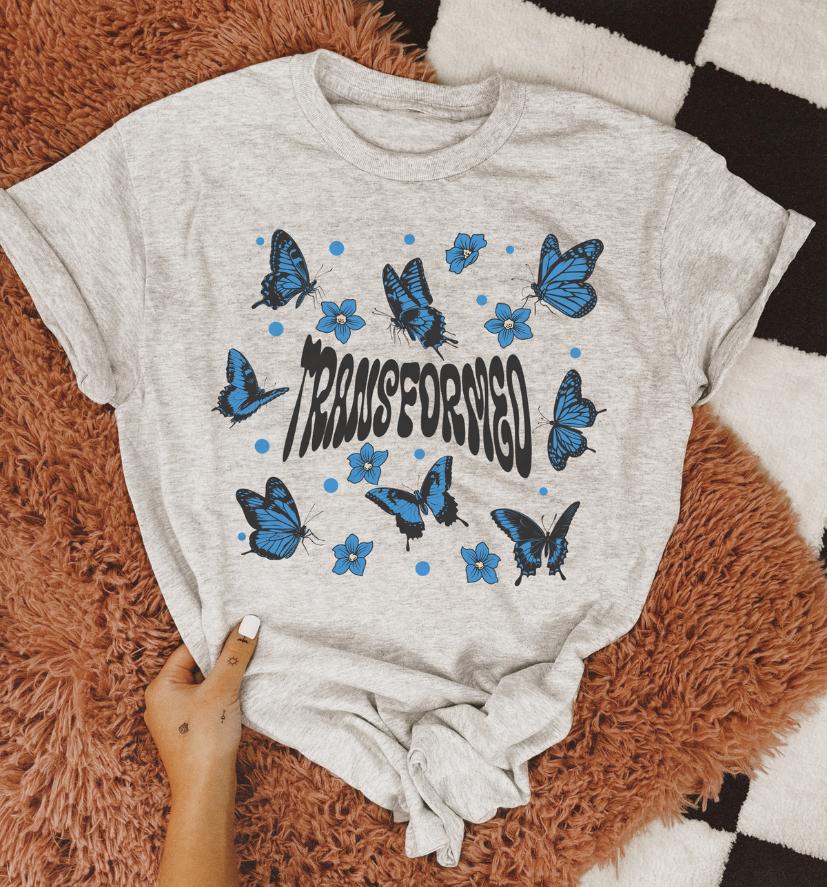 Transformed Blue Butterflies Floral 110160 DTF transfer