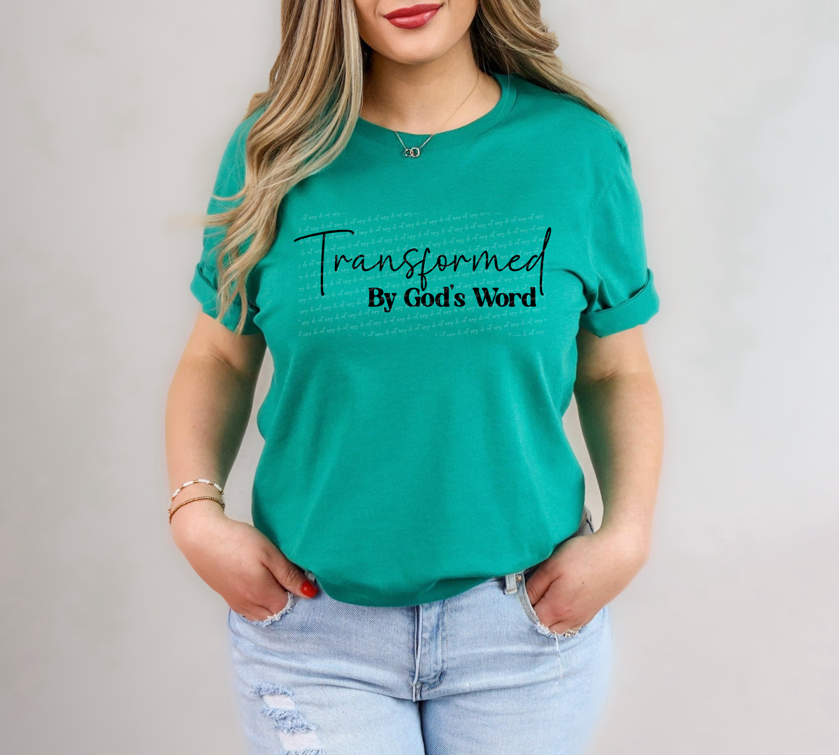 Transformed By Gods Word Cursive And Serif Font Black 89461 DTF Transfer