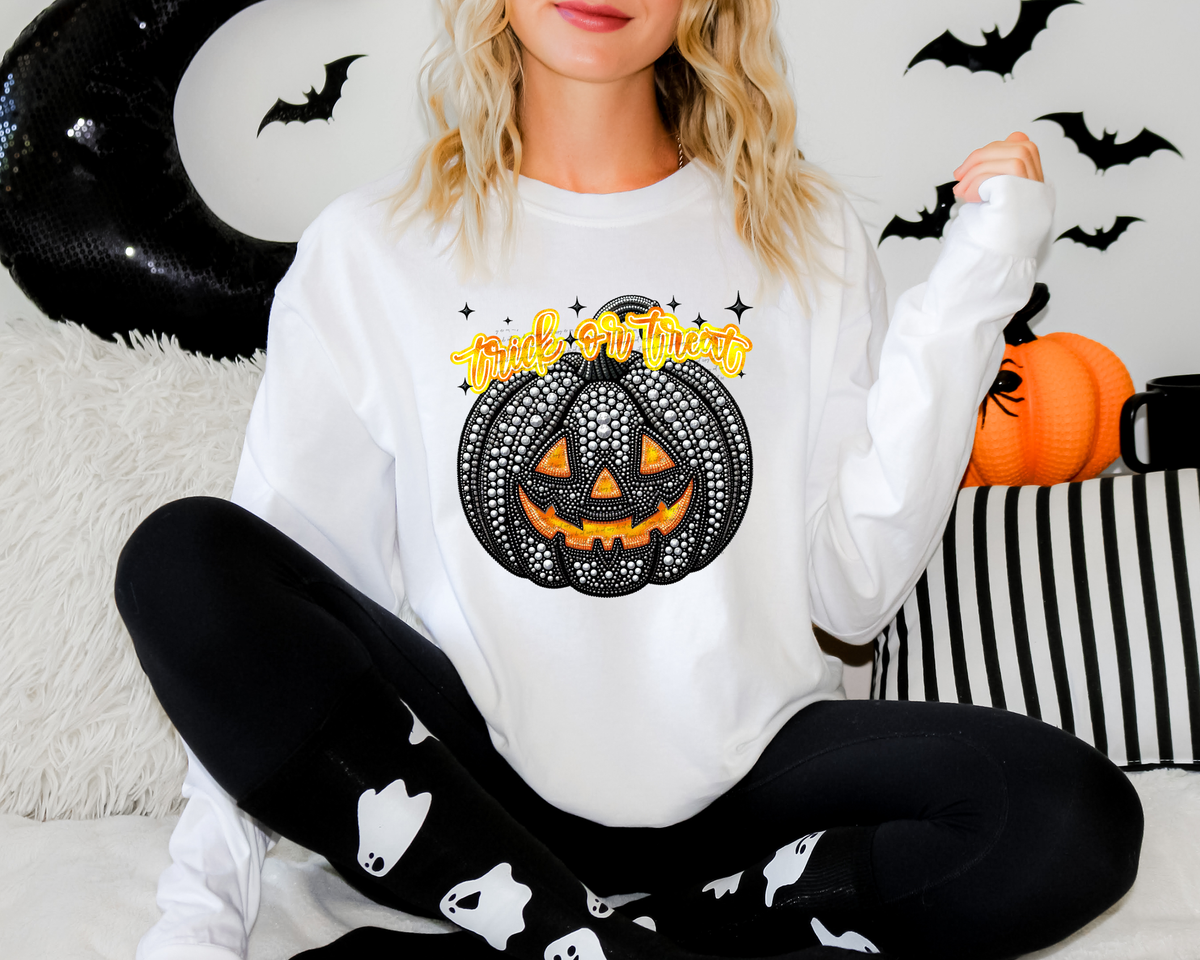 Trick Or Treat Rhinestone Pumpkin 46583 DTF transfer