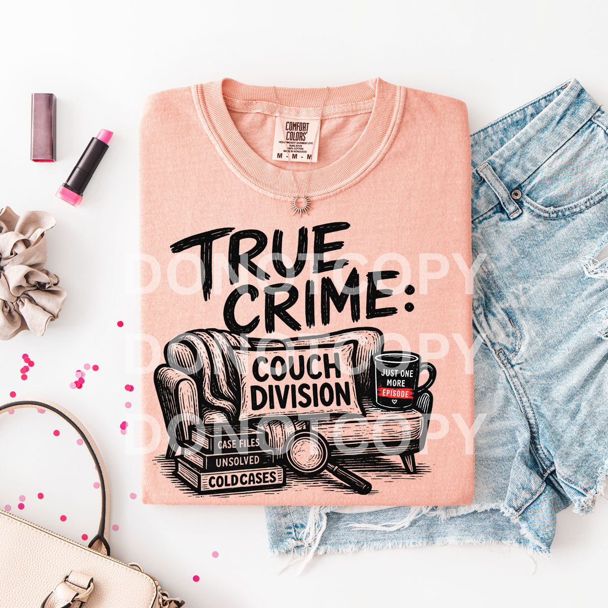 True crime couch division BLACK (CSG) DTF Transfer