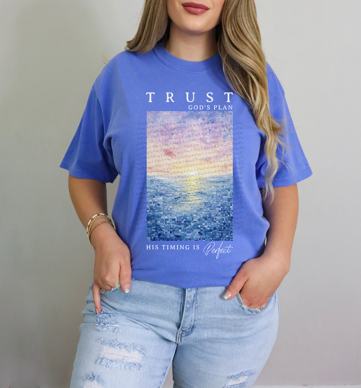 Trust God's Plan His Timing Is Perfect White Font 81070 DTF Transfer