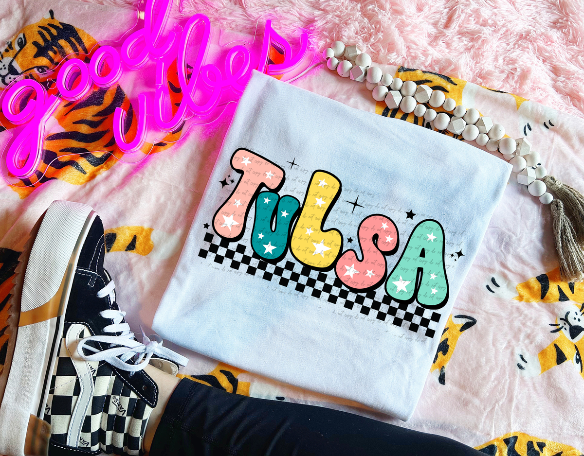 Tulsa Colorful Groovy Font 89190 DTF Transfer