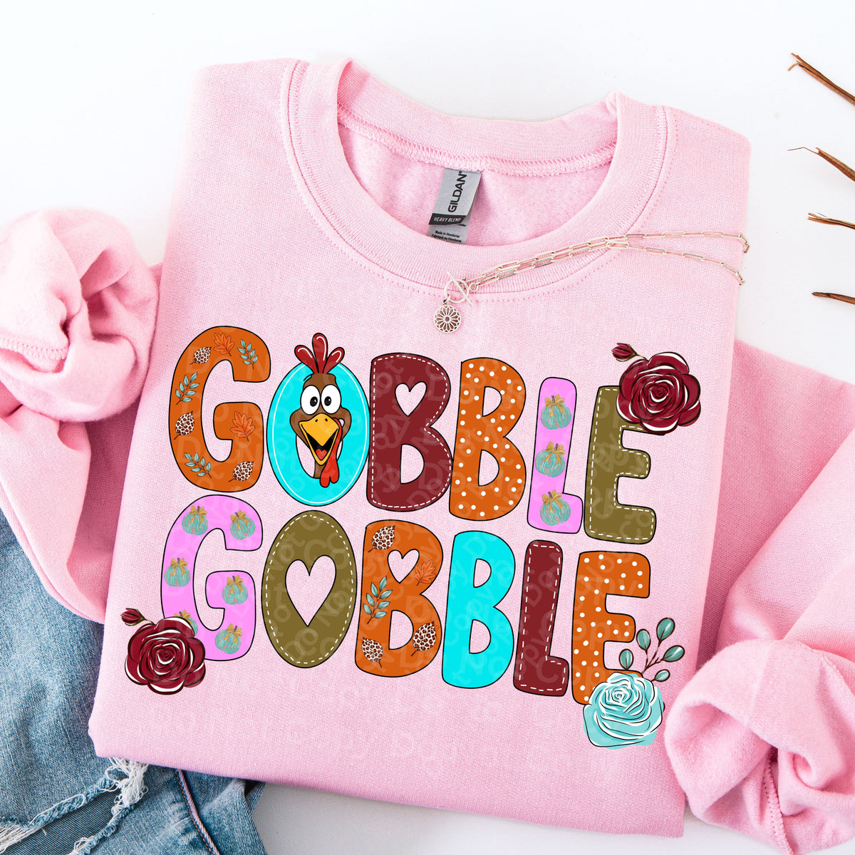 Gobble gobble turkey head colorful (Irene) DTF Transfer