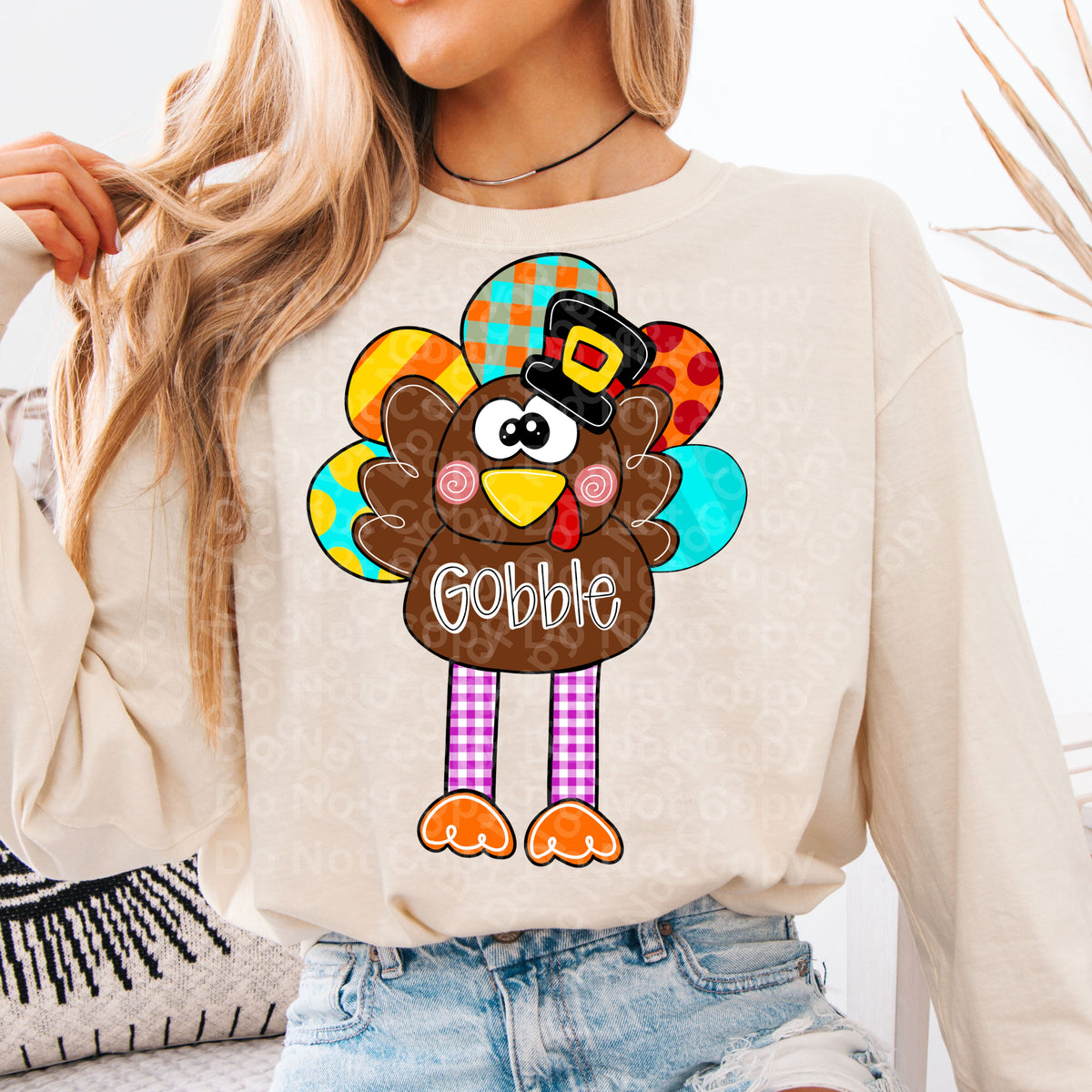 Gobble turkey Pilgram (Irene) DTF Transfer