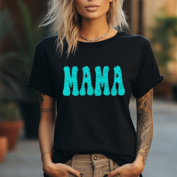 Turquois Mama Faux Embroidery 59602 DTF Transfer