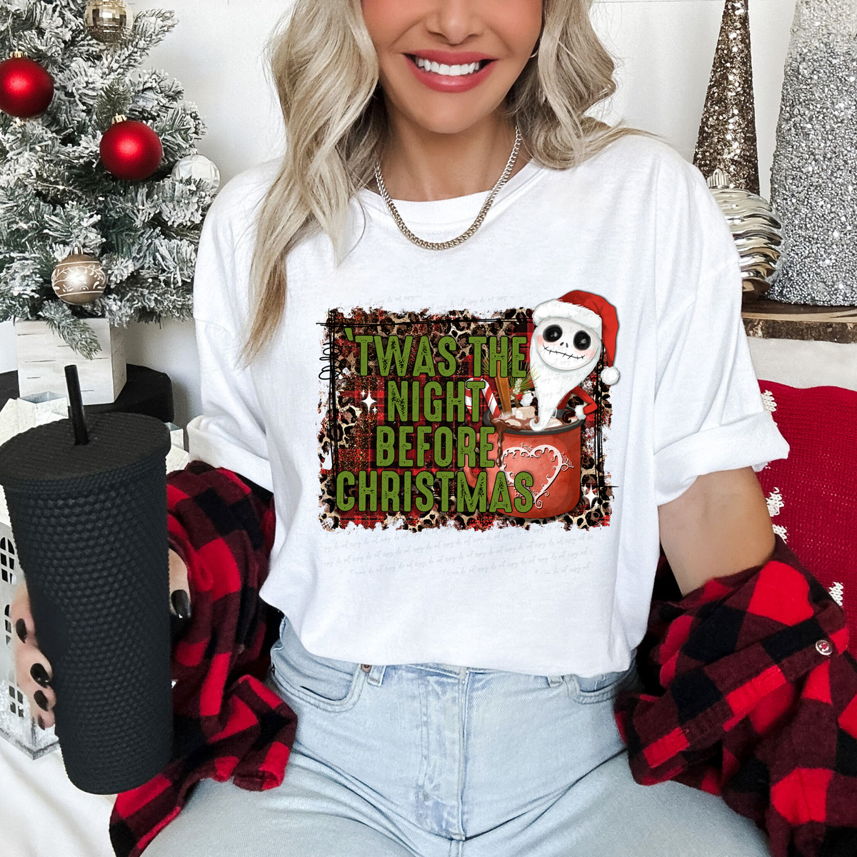 'Twas The Night Before Christmas Jack Face Leopard Background 115858 DTF transfer