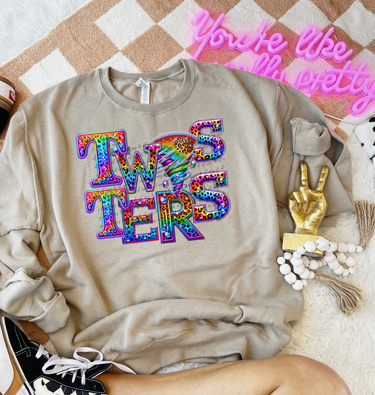 Twisters Rainbow Leopard Rhinestone 46140 DTF transfer