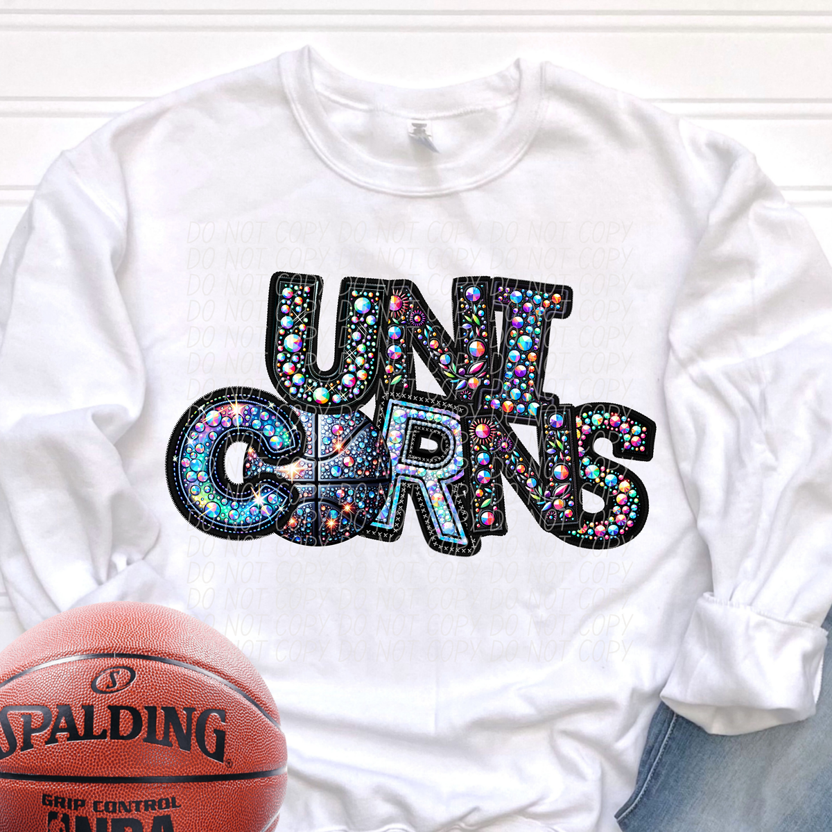 Unicorns Basketball Rhinestone (CITY) 66673 DTF transfer