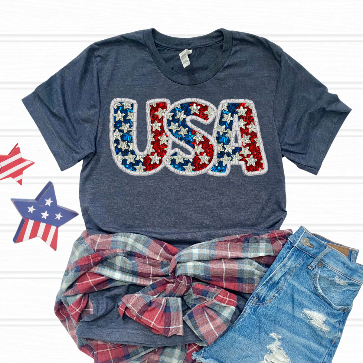 USA Glitter Stars (CITY) DTF transfer