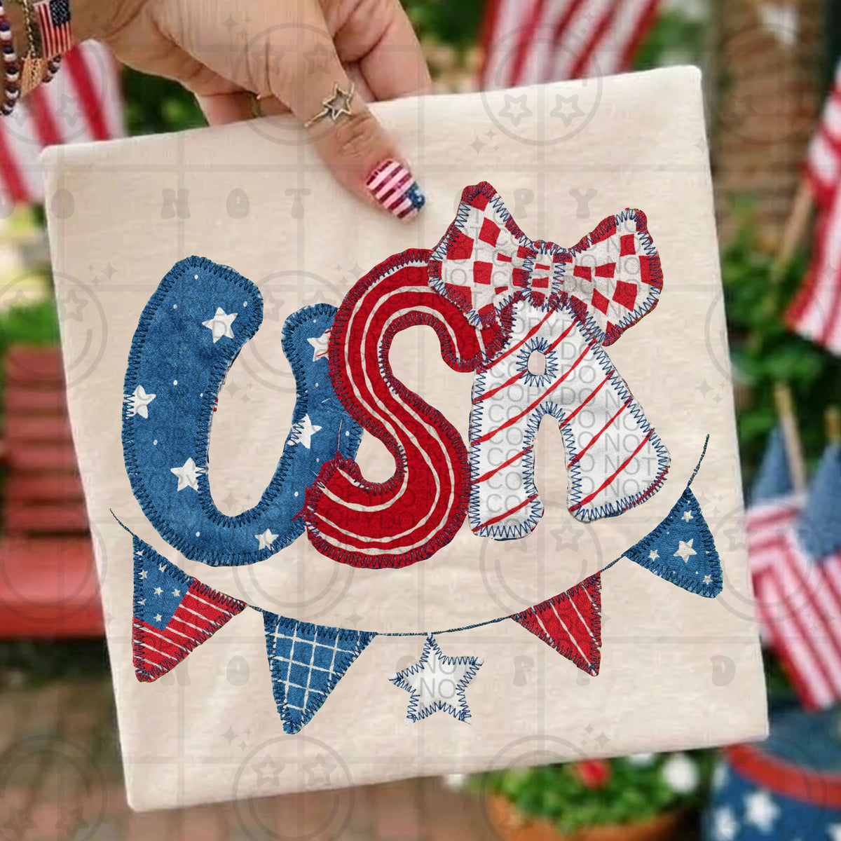 USA bow and garland (HW) DTF Transfer