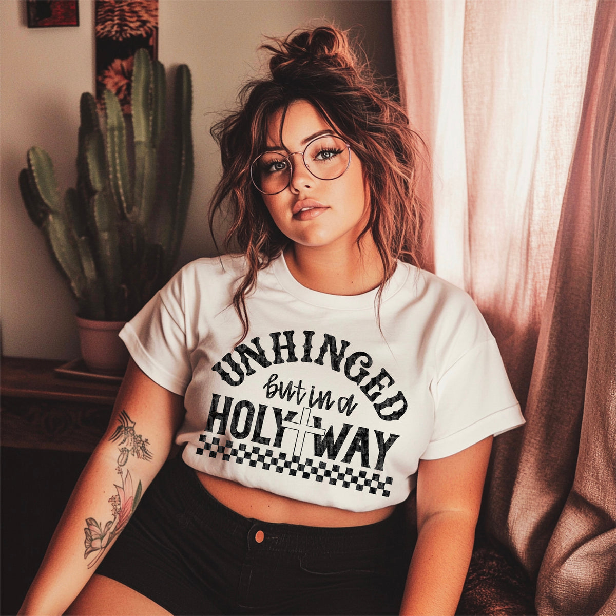 Unhinged in a holy way BLACK 105127 DTF transfer