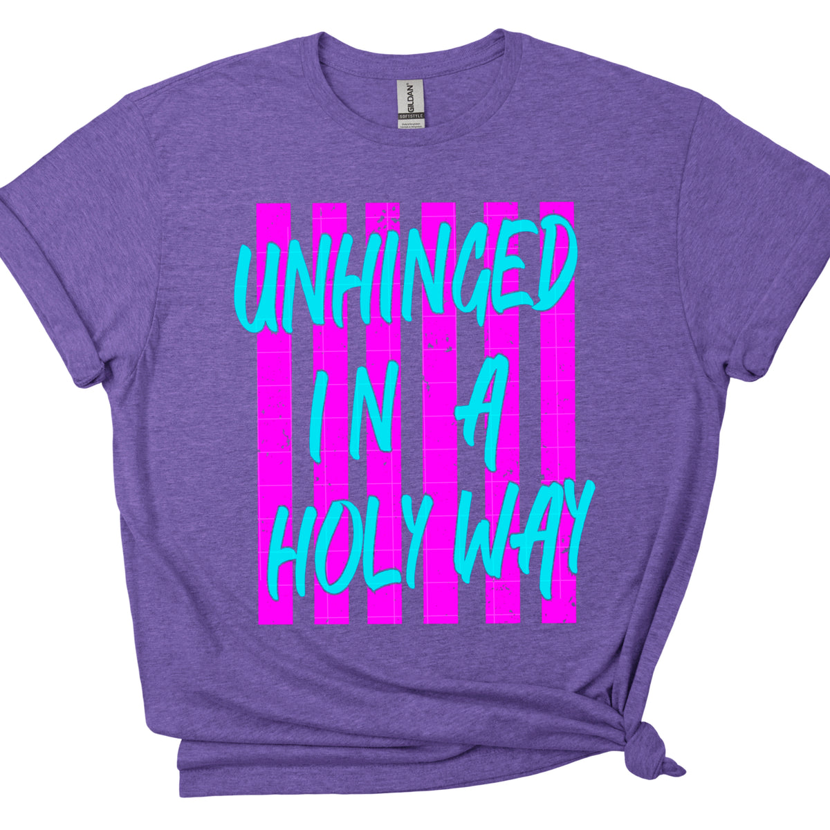 Unhinged in a Holy way (pink stripes) (SDD) DTF Transfer