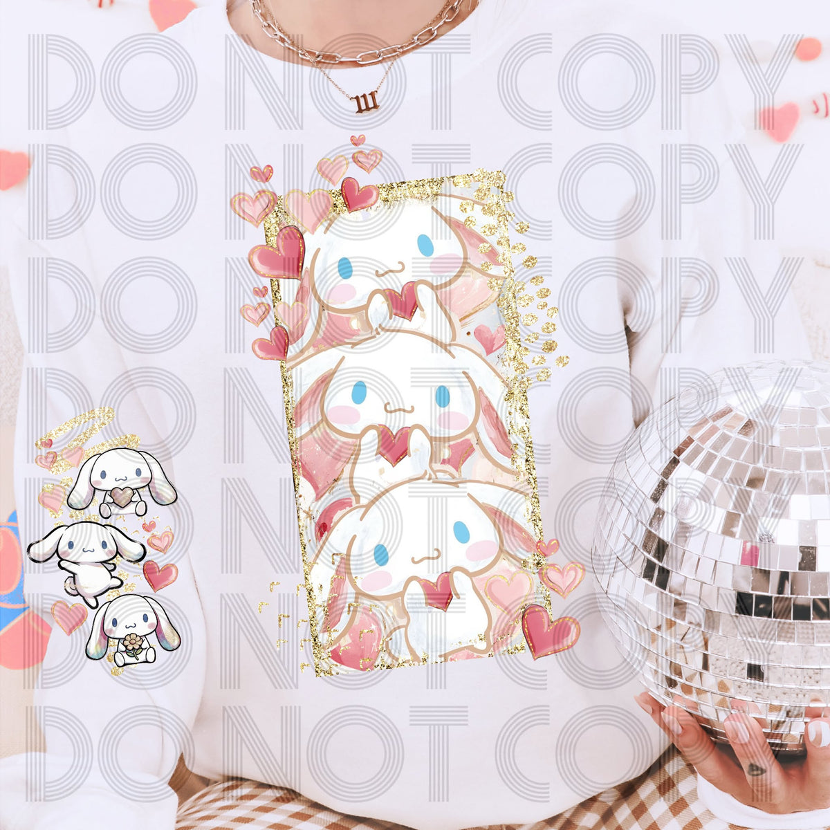 Heart Bunny Frame Sleeve Only (ONE SLEEVE ONLY)(RENEWED) DTF Transfer