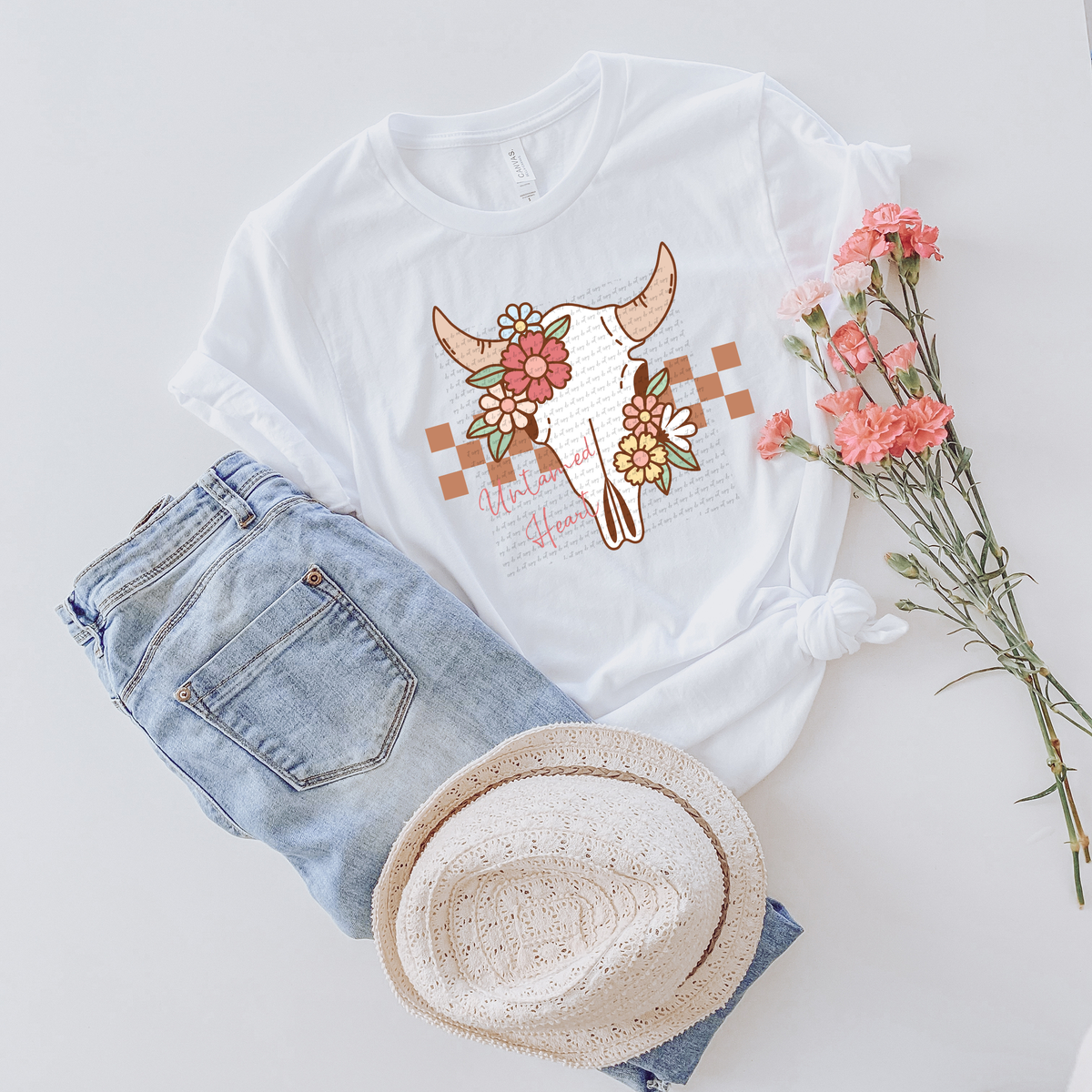 Untamed Heart Boho Skull 59325 DTF transfer