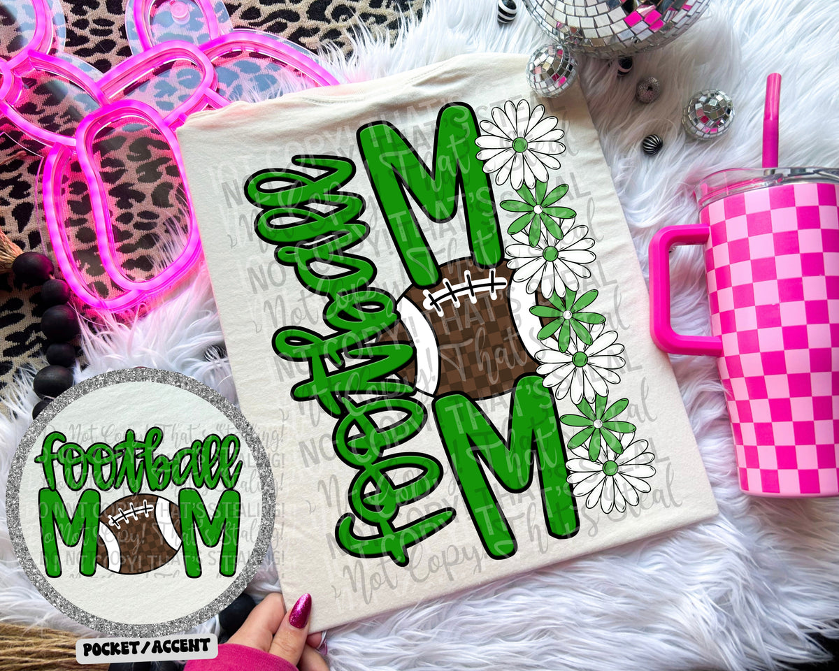 Football mom DARK GREEN (POCKET NOT INCLUDED) (Caplinger)