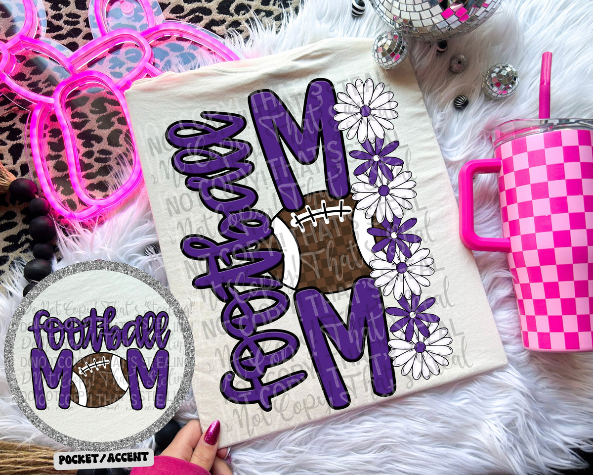 Football mom PURPLE (POCKET NOT INCLUDED) (Caplinger)