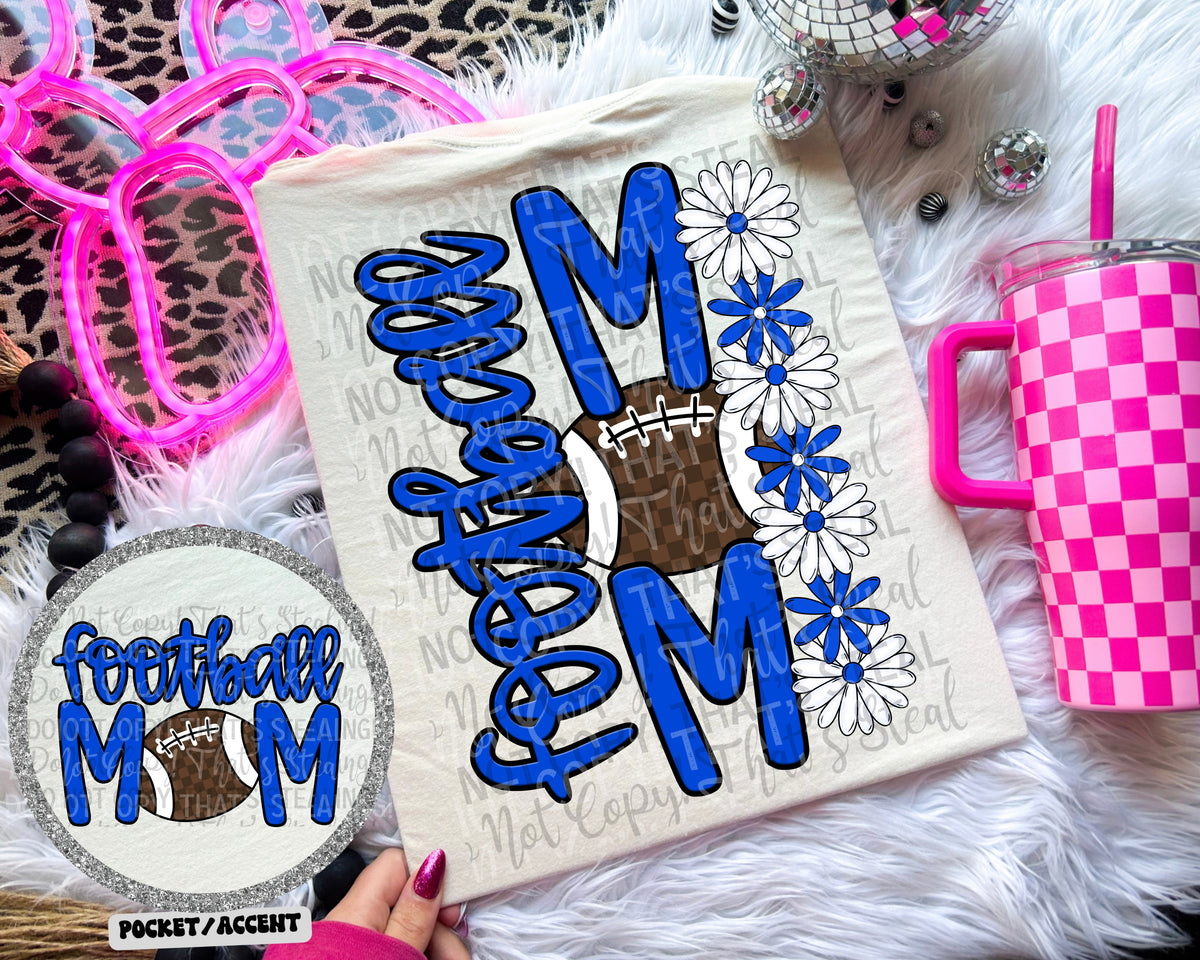 Football mom ROYAL BLUE (POCKET NOT INCLUDED) (Caplinger)