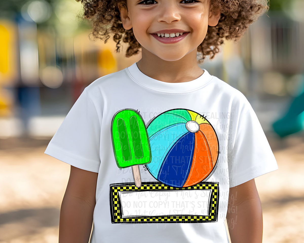 BOYS Beachball and Popsicle Blank Nametag (Caplinger) DTF transfer