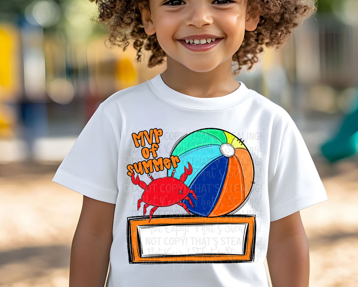 MVP Of Summer Beach Ball and Crab Blank Nametag (Caplinger) DTF transfer