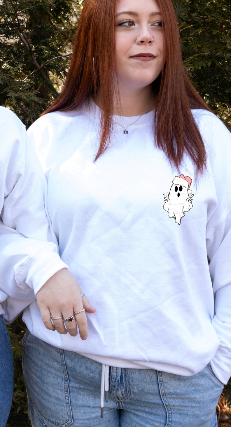 Christmas spirit retro ghost pocket CHOOSE SIZE 2242 DTF TRANSFER