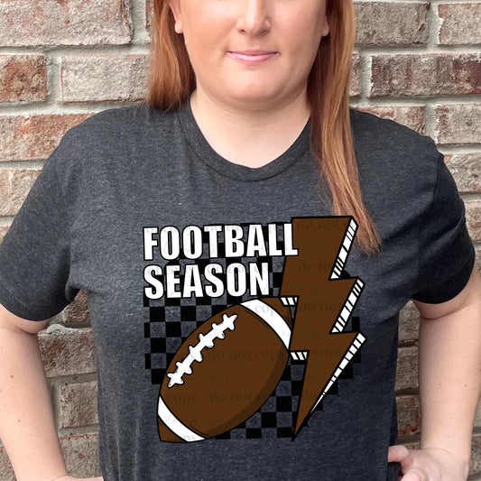 Football season (football, lightningbolt checkered background) 2279 DTF Transfer