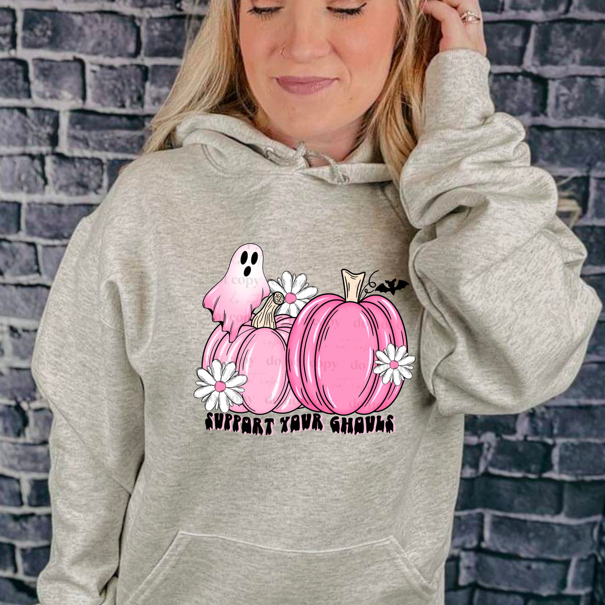 Support your ghouls pink pumpkins with daisies and ghost 2180 DTF TRANSFER