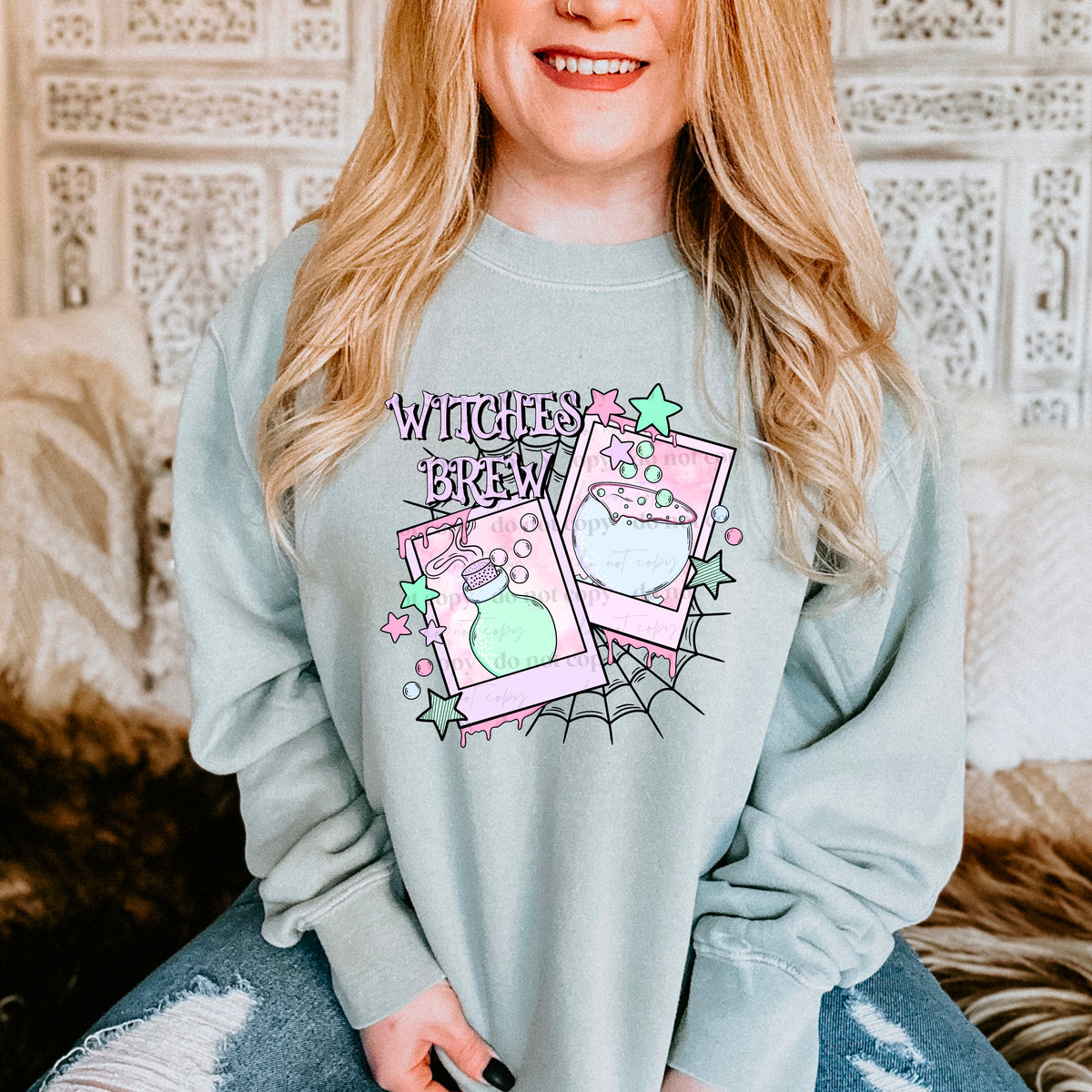 Witches brew photos with starts and a web 2178 DTF TRANSFER