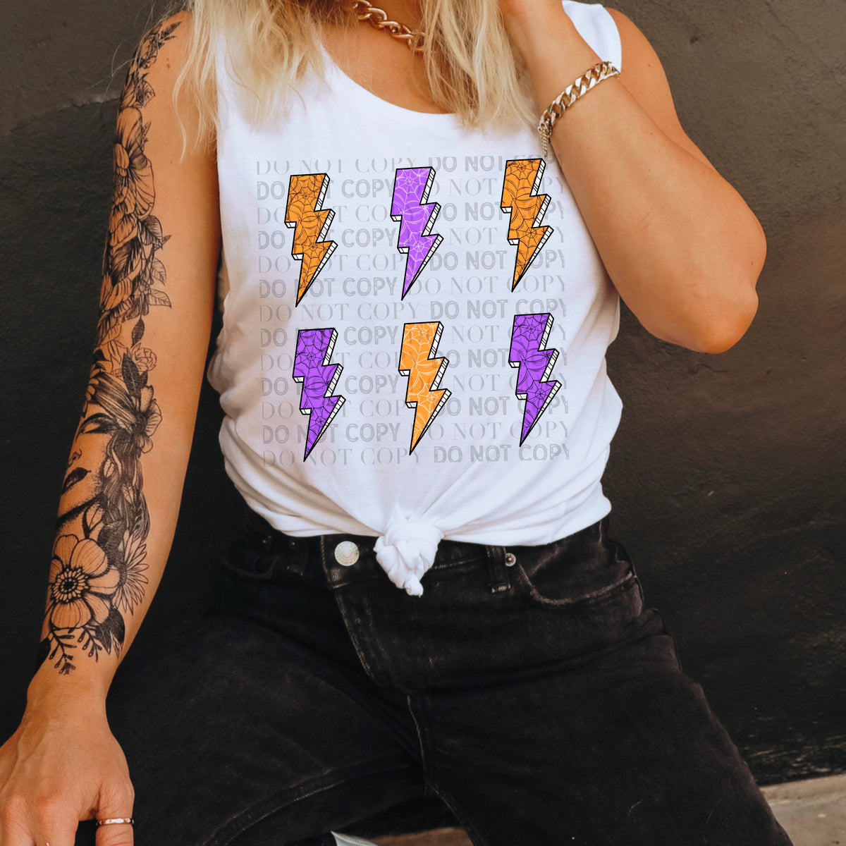 Orange and purple lightning bolt collage DTF TRANSFER