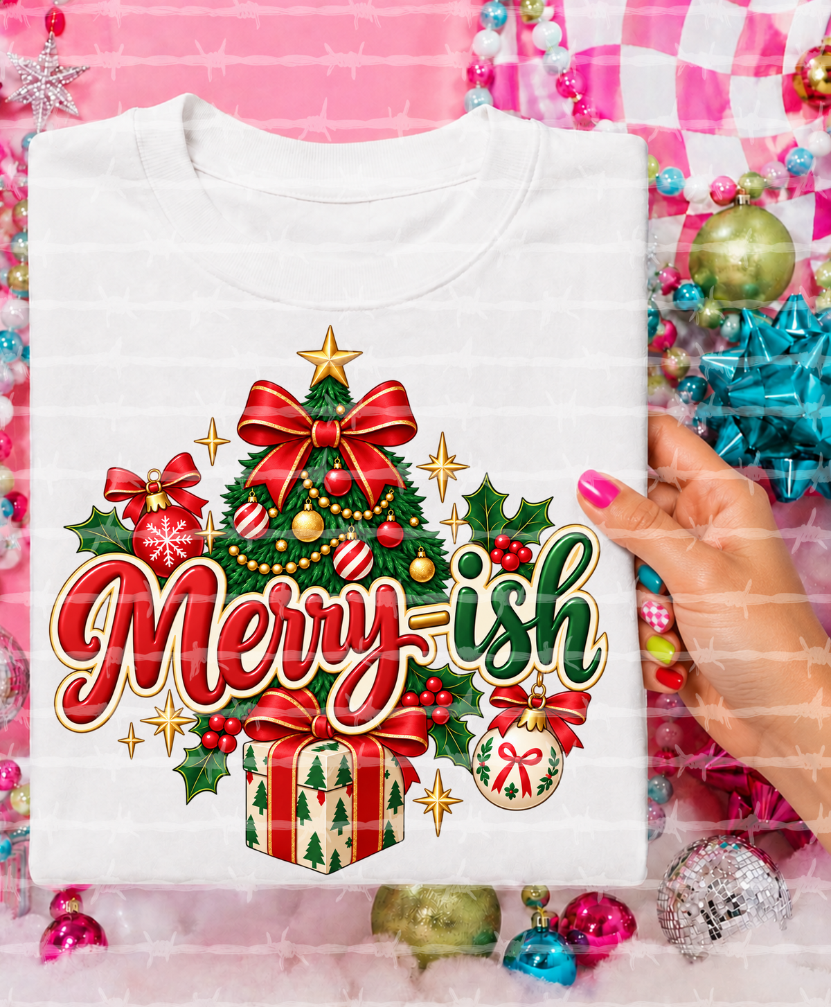 Merry0ish red and green DTF Transfer