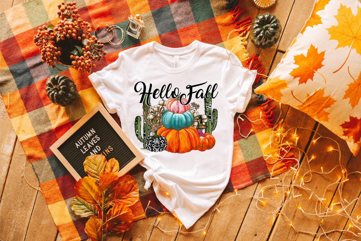 Hello Fall Cactus and Pumpkins 7138 DTF transfer