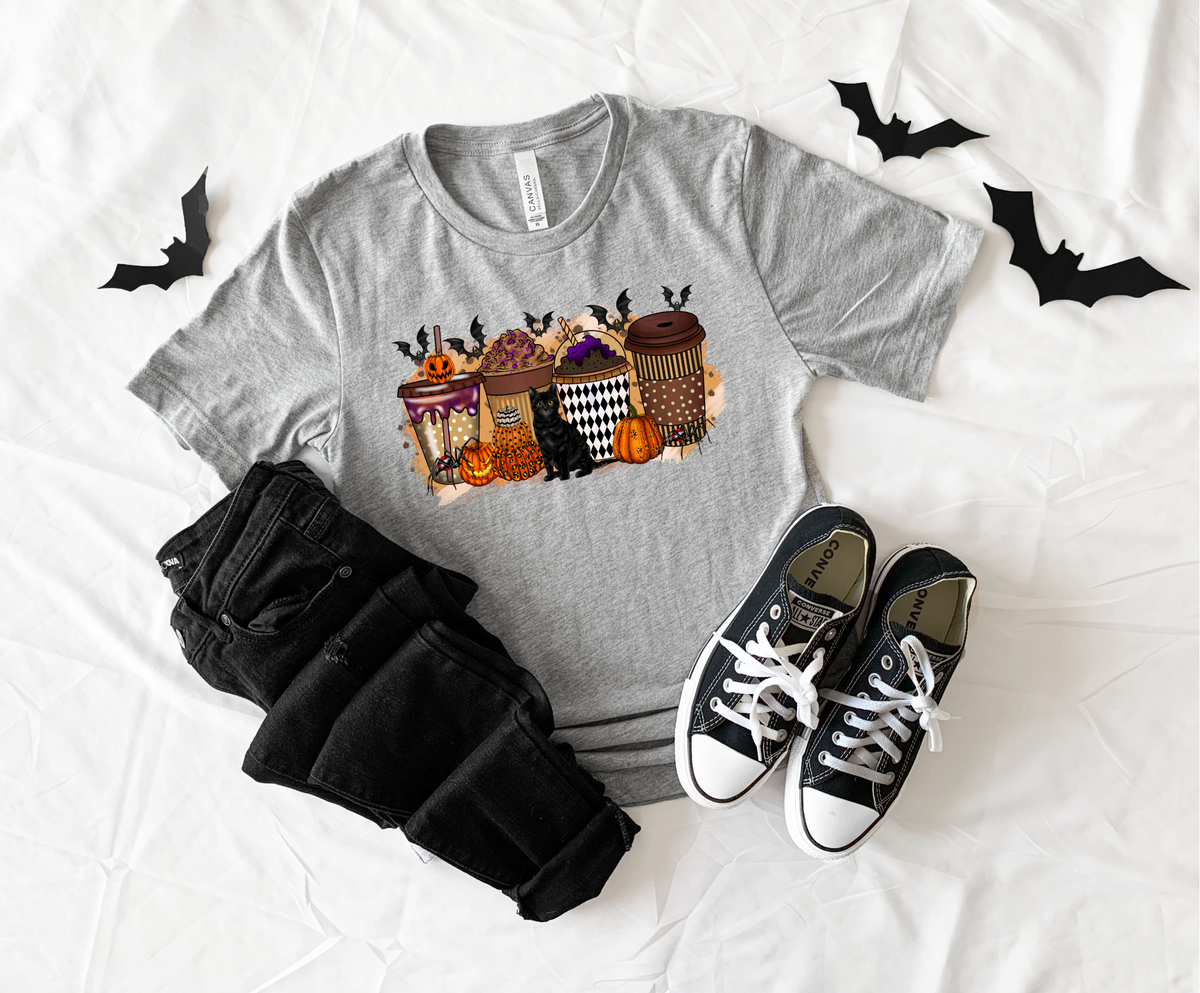 Halloween Coffee and Cats 7155 DTF TRANSFER