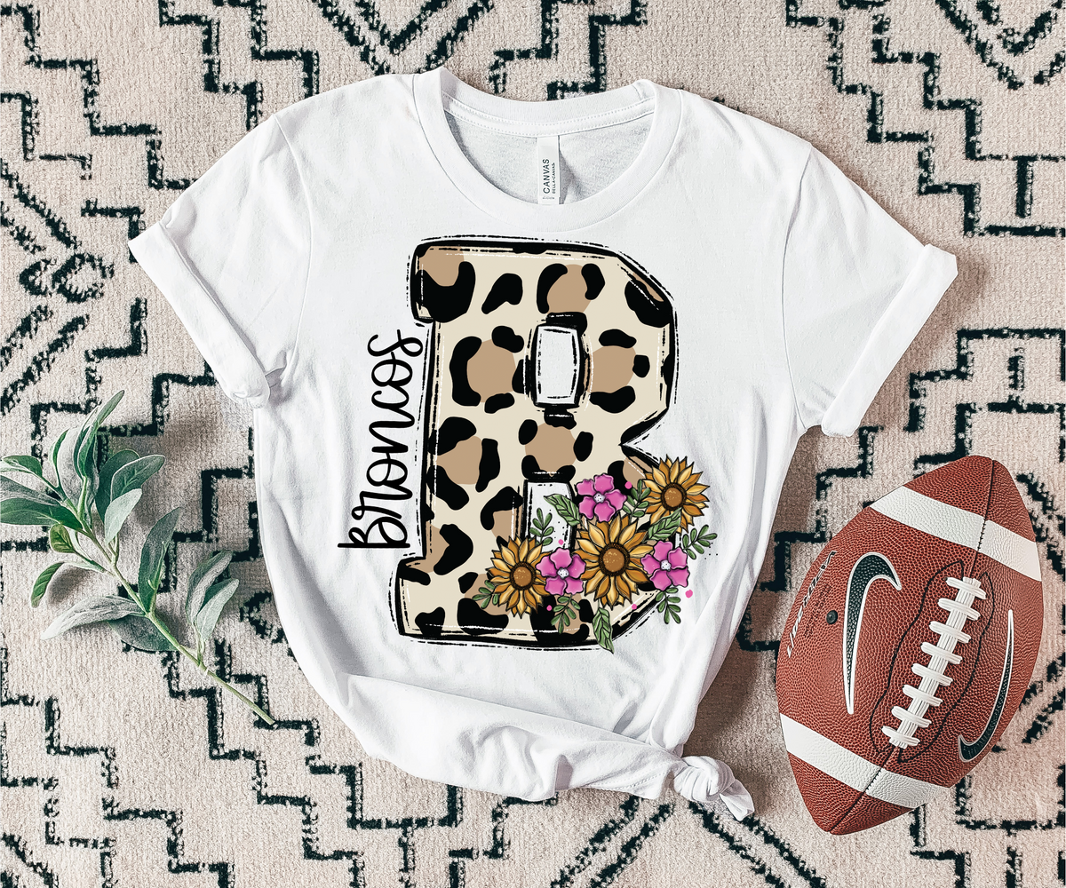 Broncos Floral leopard Mascot 7411 DTF Transfers