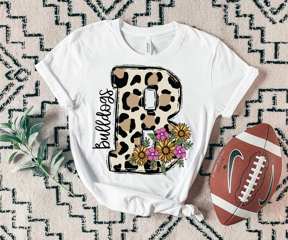 Bulldogs floral leopard mascot 7418 DTF Transfers