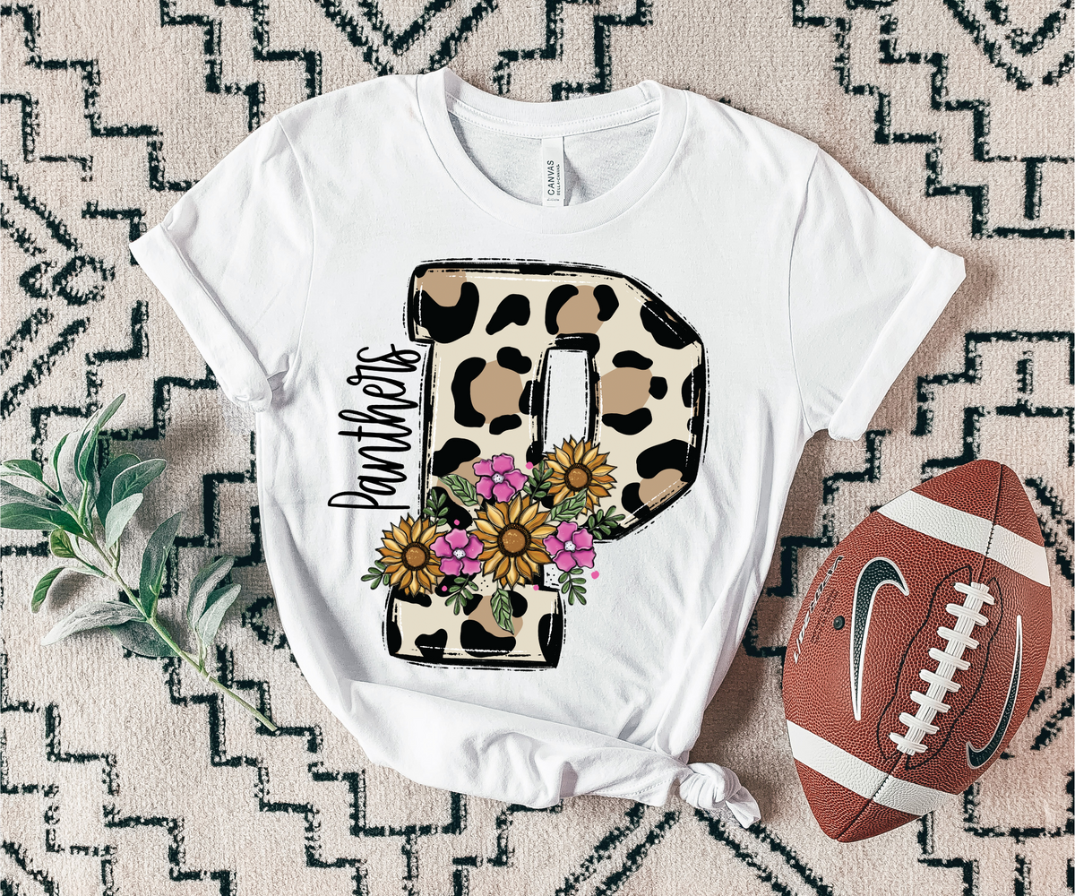 Panthers floral leopard mascot 7445 DTF Transfers